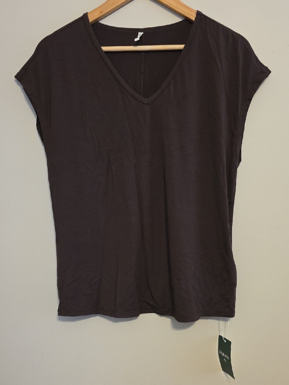 HALARA Women's V-Neck Short Sleeve Top - Brown